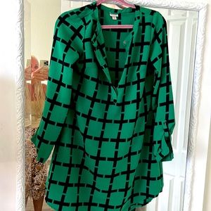 Shirt dress by Maruna size small. green with navy blue checks